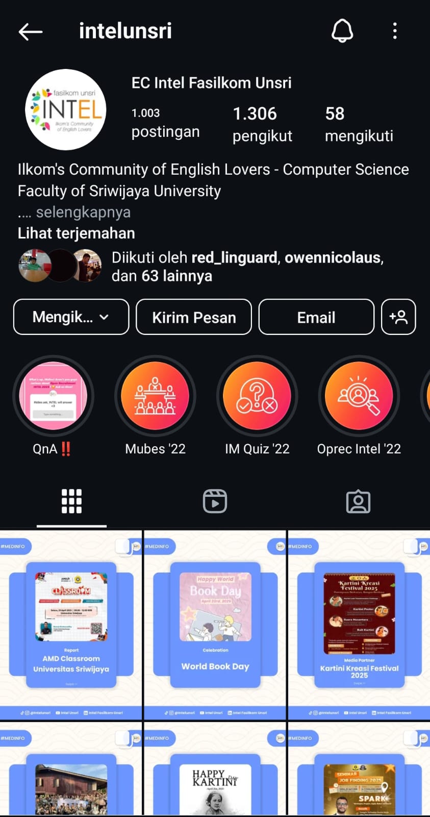 Instagram Intel Fasilkom